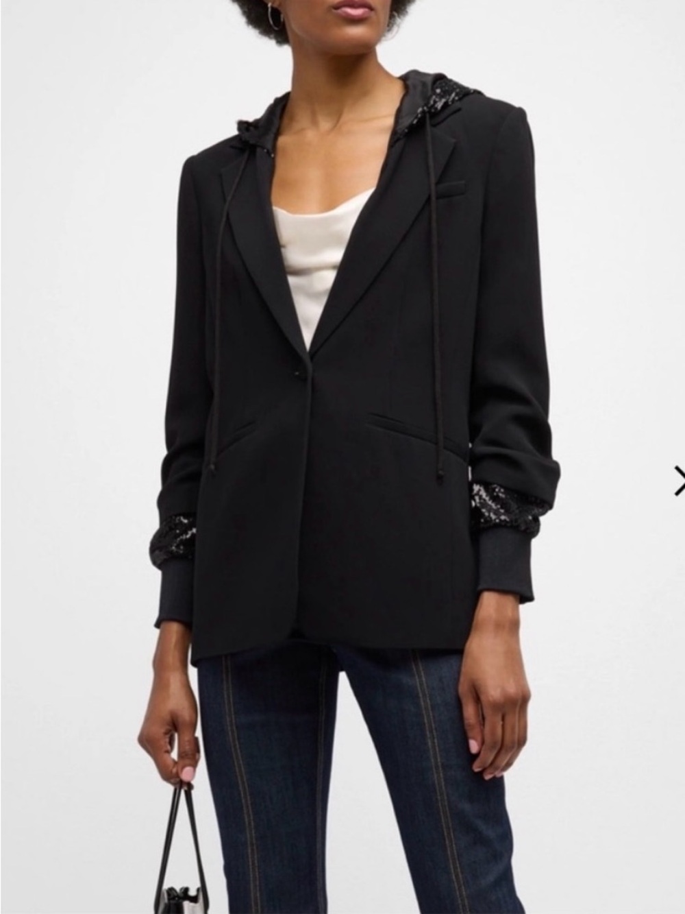 NWOT Cinq à Sept Khloe Sequin Hooded Blazer